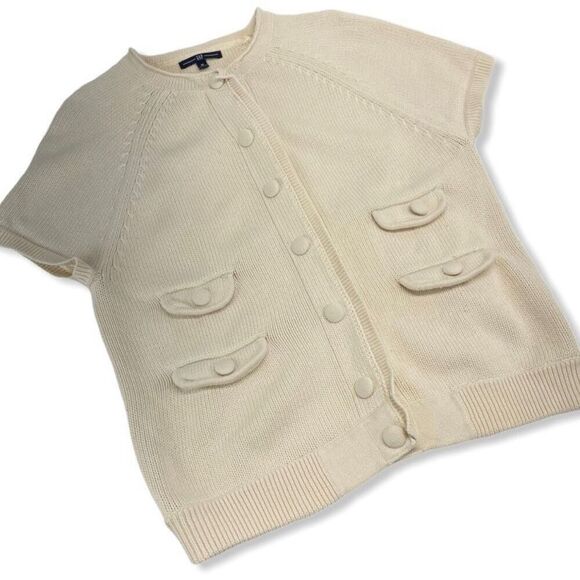 Gap Women's Cream short sleeve snap front sweater size Medium - Picture 1 of 5
